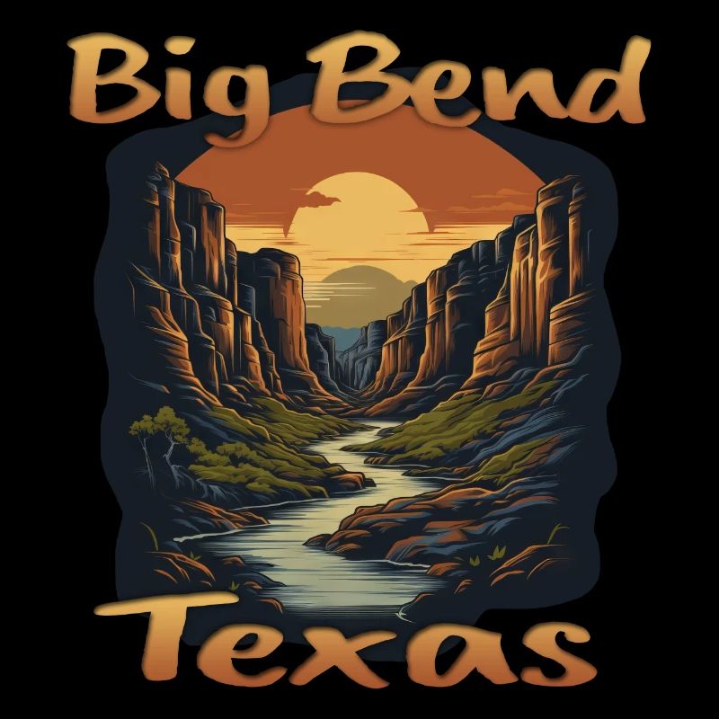 Big Bend avec montagnes et rivière