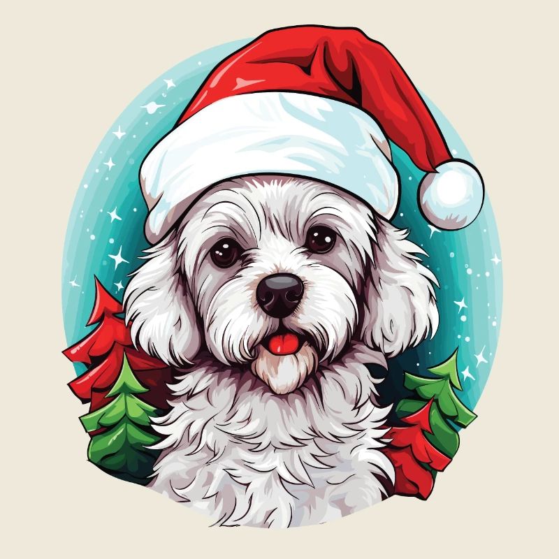 Bichon Dog Celebrating Christmas