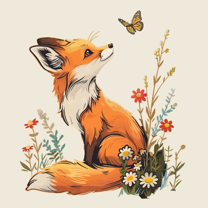 Renard et papillon