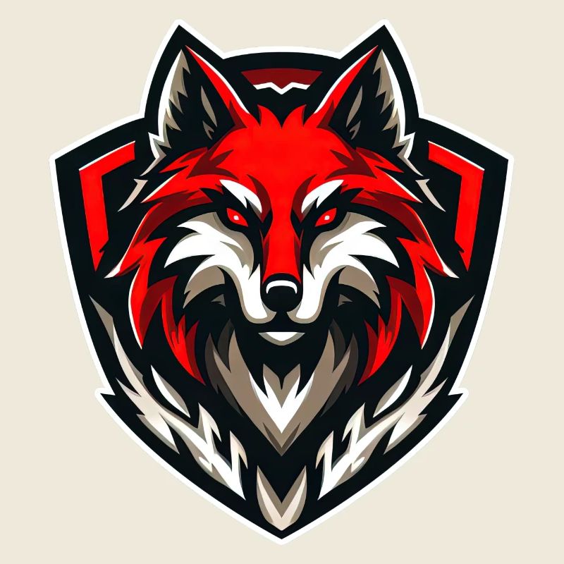Illustration loup Emblème ROUGE