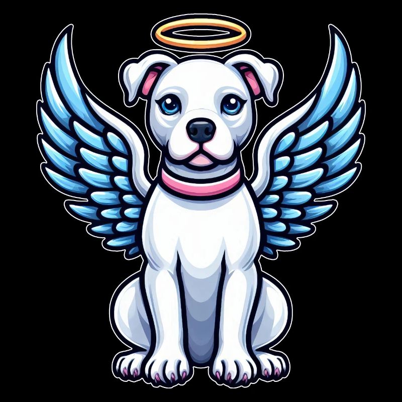 Chien de dessin animé Pitbull Angel mignon avec des ailes