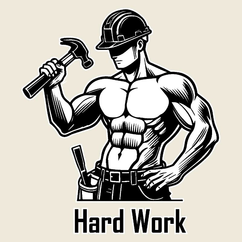 Ouvrier du bâtiment seins nus - Hard Work Design
