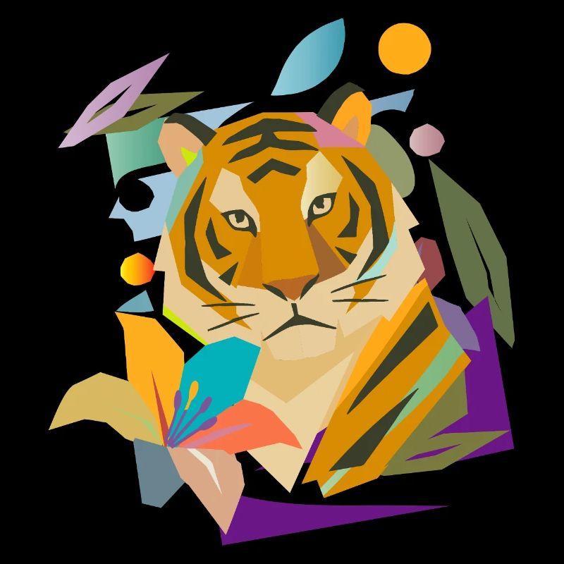 Tiger with Blossom – Powerful Nature Motif