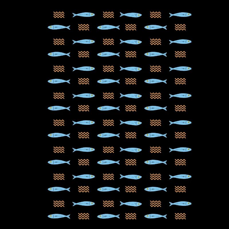 Minimalist Sardines and Waves Pattern for Summer