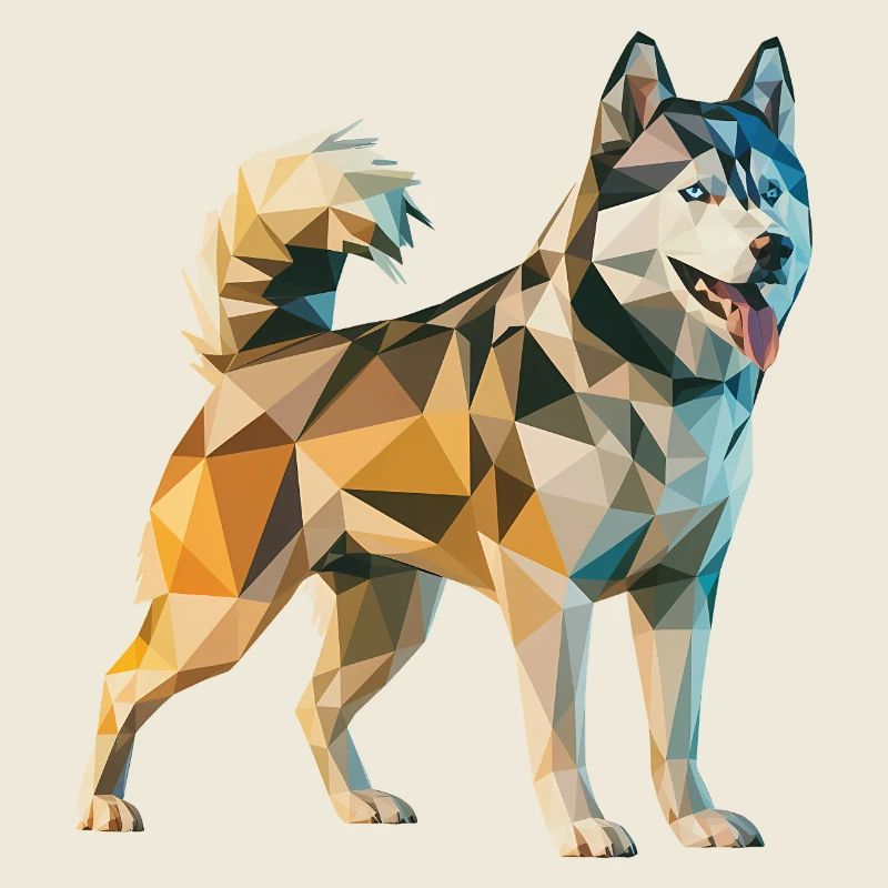 Siberian Husky - Cool Low Poly  Logo
