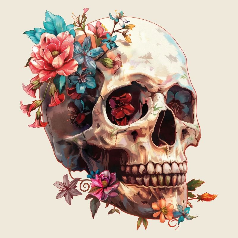 Totenkopf, Schädel mit Blumen