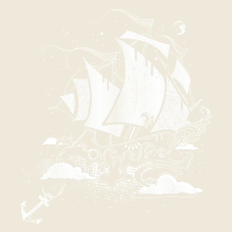 Fantastisches Segelschiff  Retro-Illustrationsstil
