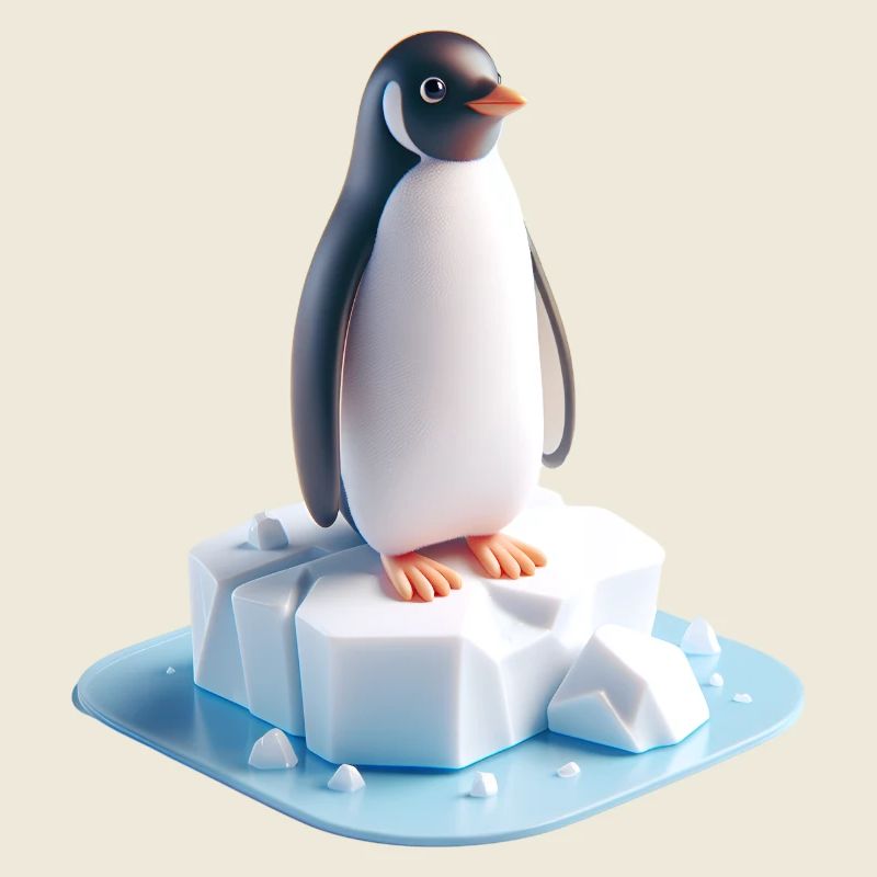 Bloc Pingouin sur glace 3D