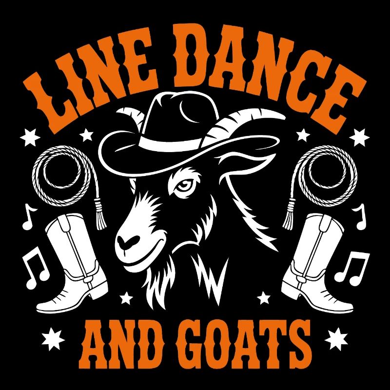 Goats and Line Dance Funny Goat with Stetson