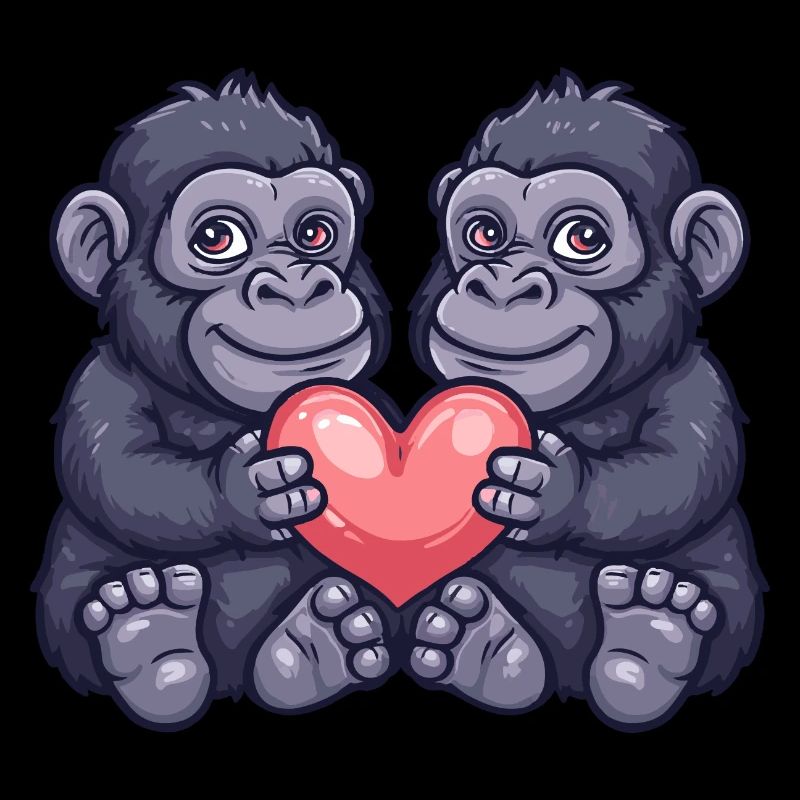Couple de gorilles Amour Saint-Valentin