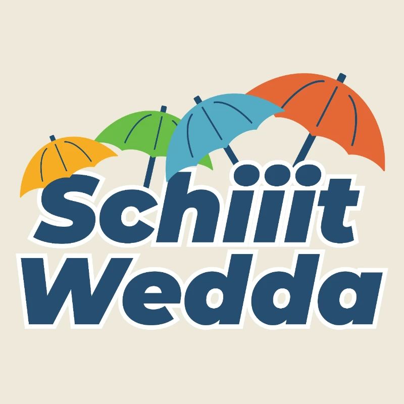 Farbige Regenschirme Comic Stil (Scheiß Wetter)