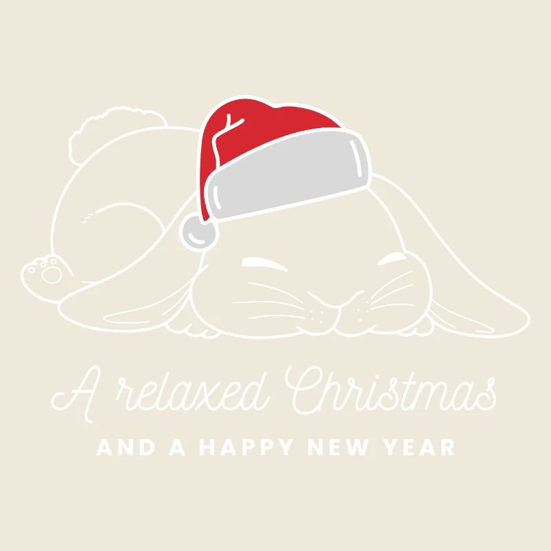 Relaxed Christmas bunny with hat - bright