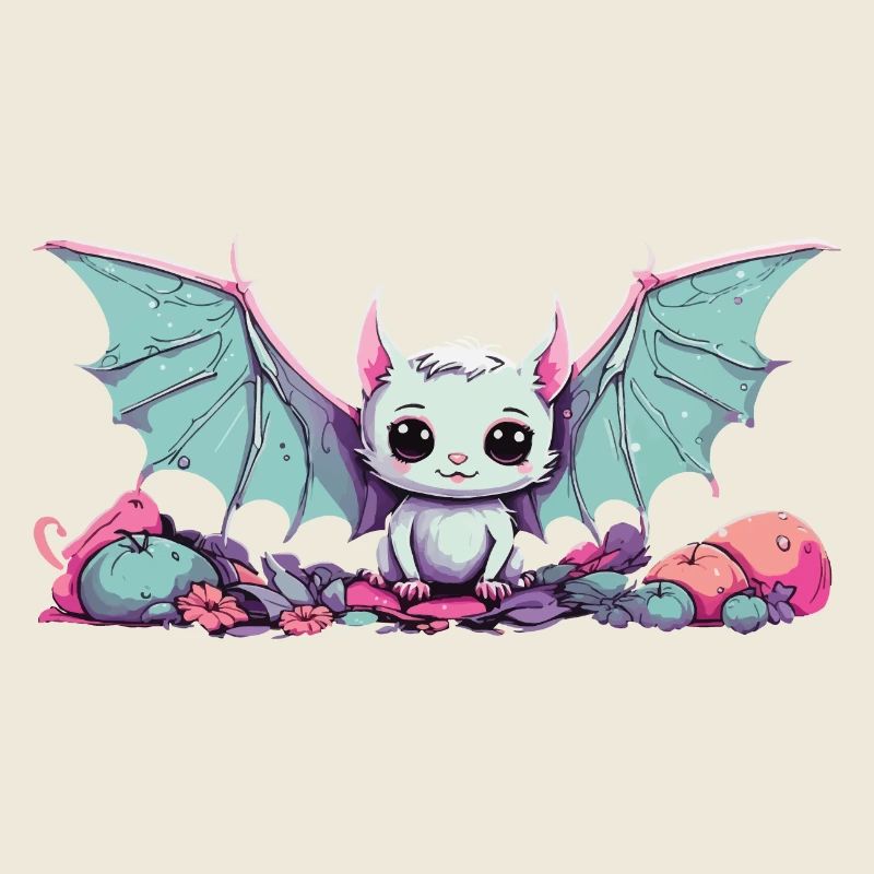 Gothic Kawaii Bat Anime Manga Design