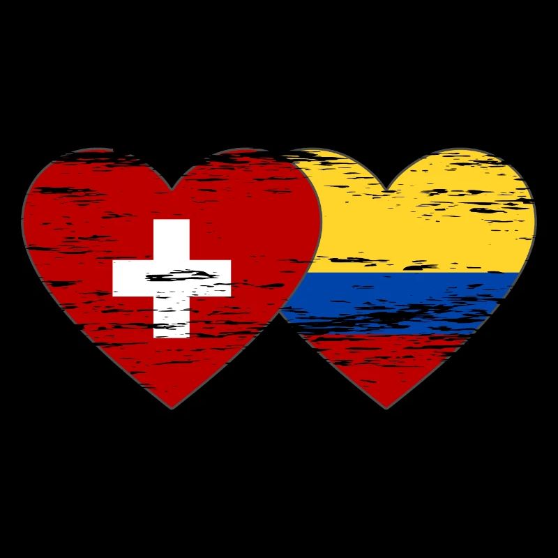 Coeur de drapeau de la Suisse et de la Colombie utilisé