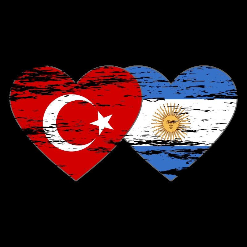 Turquie Argentine Drapeau Coeur Utilisé