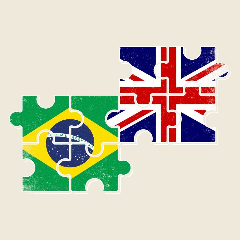 Brésil Grande-Bretagne Drapeau Brésilien Britannique