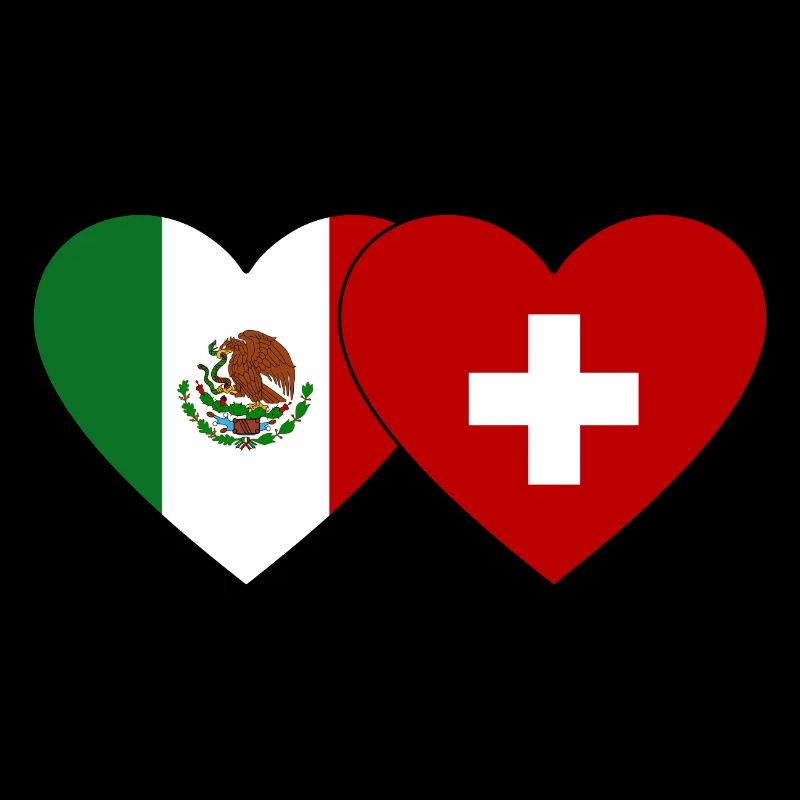 Mexiko Schweiz Flagge Herz