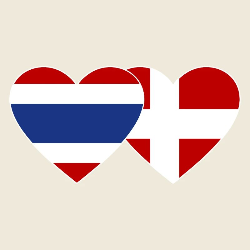 Coeur de drapeau Thaïlande Danemark