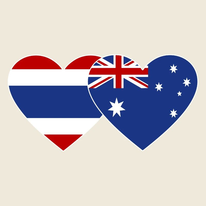 Thaïlande Australie Drapeau Coeur