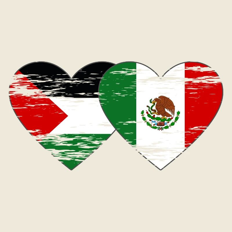 Palestine Mexique drapeau coeur