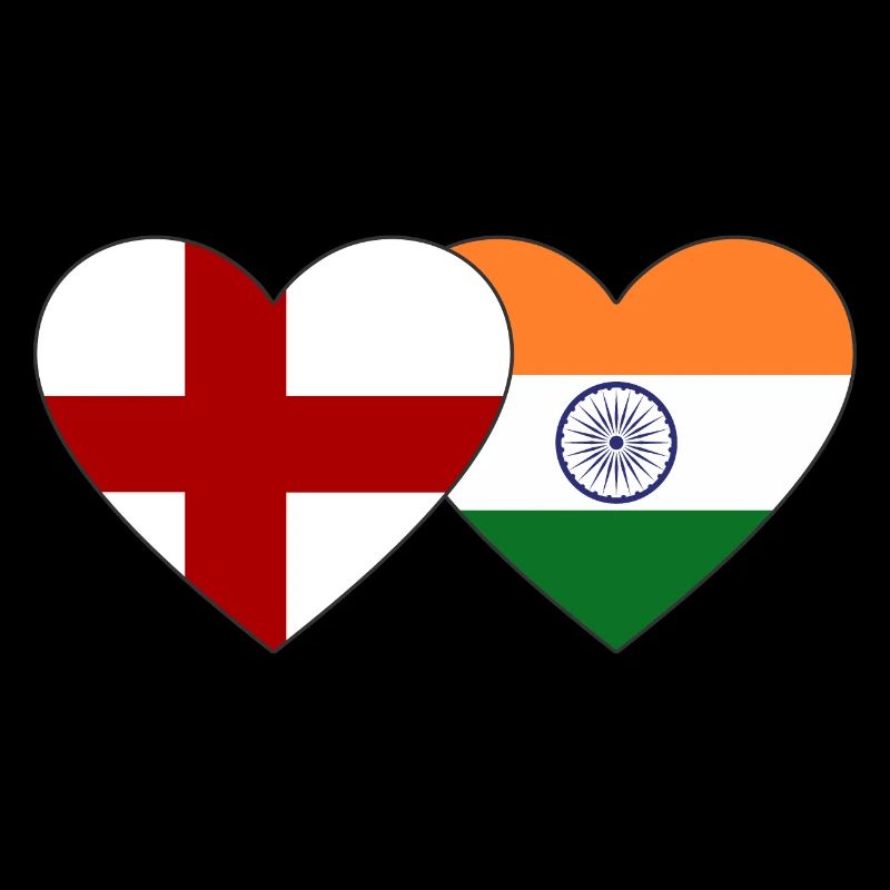 England Indien Flagge Herz
