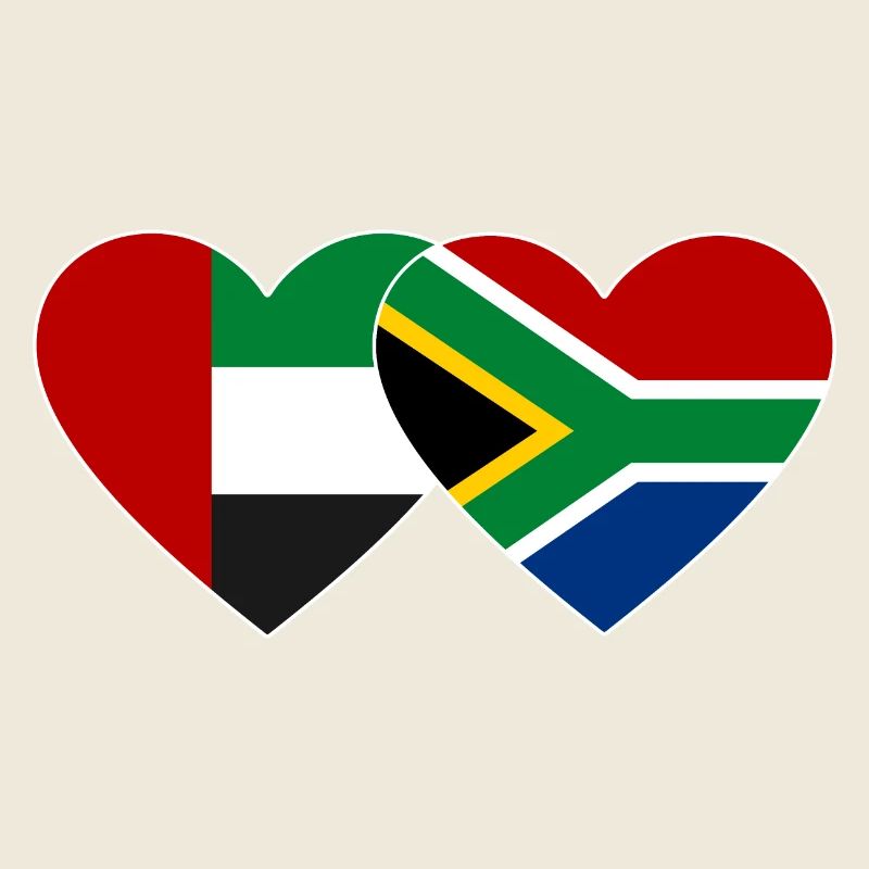 Émirats arabes unis Afrique du Sud Drapeau Coeur