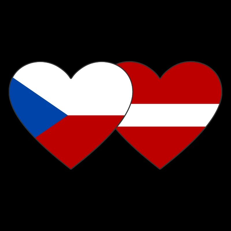 République tchèque Lettonie Drapeau Coeur