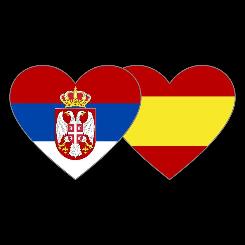 Serbie Espagne Drapeau Mains Coeur Forme