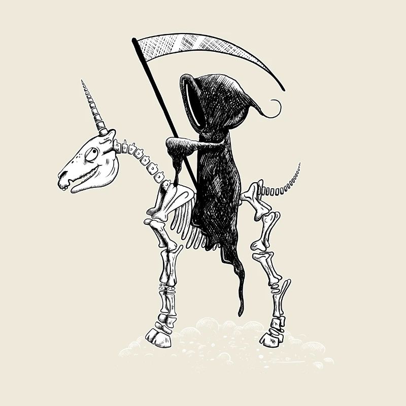 Cool Unicorn Skeleton With Grim Reaper I Halloween