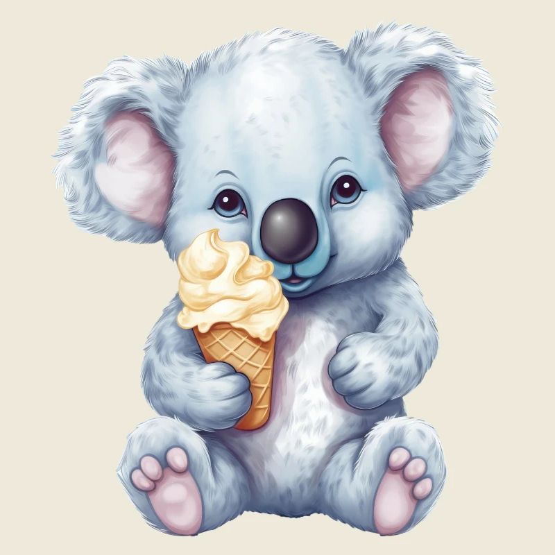 Süßer Comic Koala mit Vanille Softeis