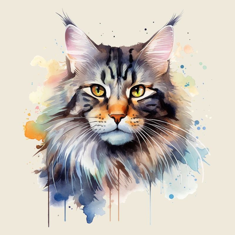 Maincoon aquarelle chat