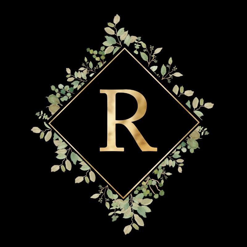 R monogramme Couronne d’Eucalyptus