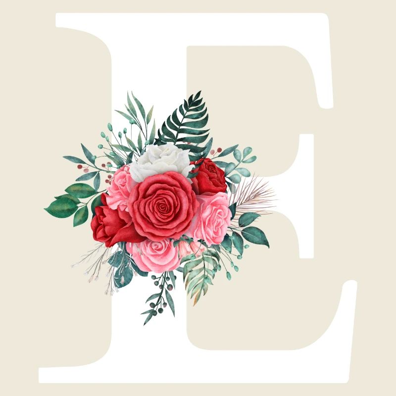 Red Floral Letter E