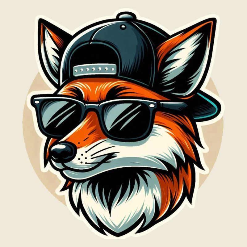 Fuchs mit Sonnenbrille und Cap