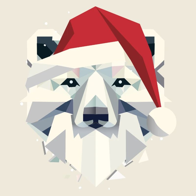 Weihnachts-Eisbär mit Santa Mütze und Bart