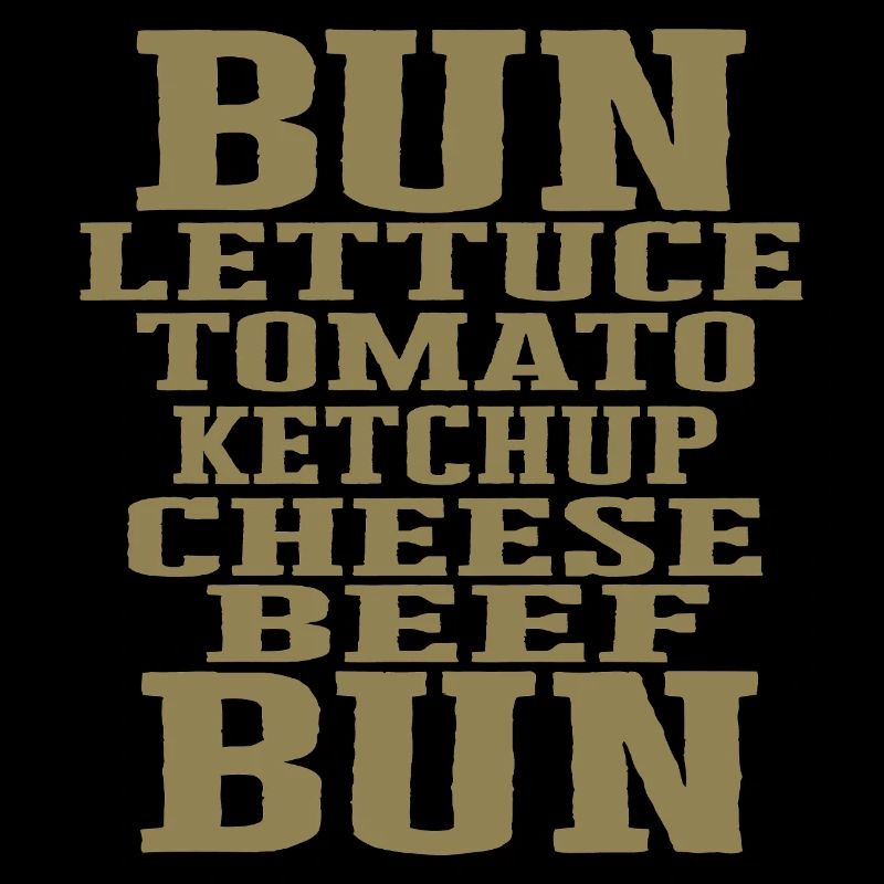 Burger Ingrédients Typographie Construction du cheeseburger