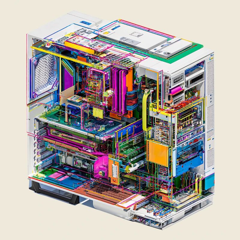 Buntes Innenleben eines Computers