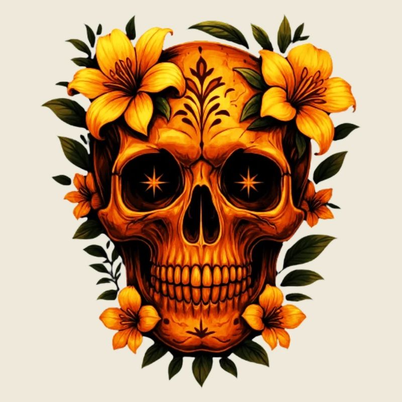 Crâne avec des fleurs