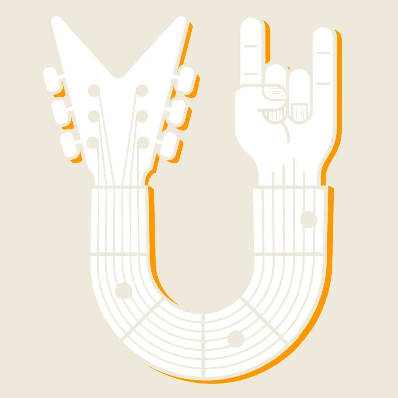 Emblème de guitare à la main de rock