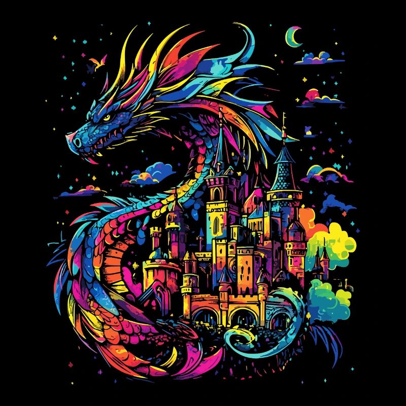 Dragon Castle Fantasy Magic Mythology Creature