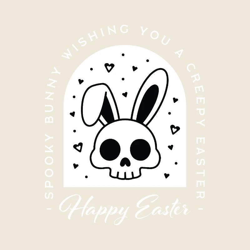 Creepy Happy Easter bunny skull gothic aesthetic