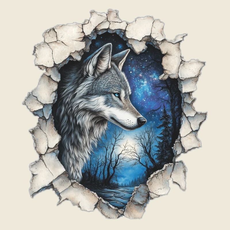 Wolf mit Sternen
