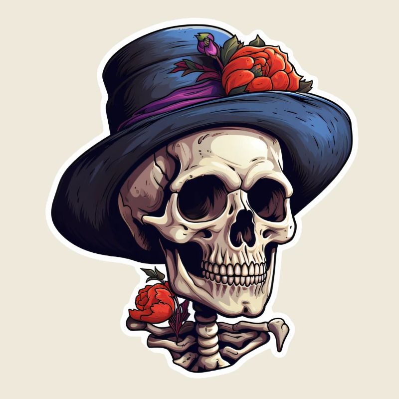 Crâne d’Halloween avec chapeau haut de forme