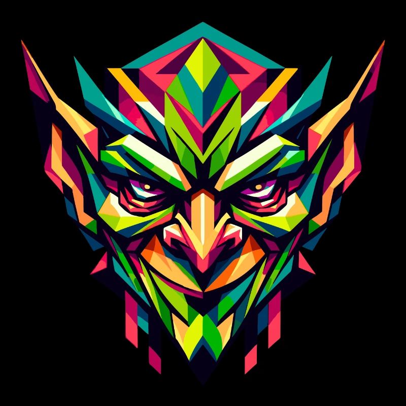 Geometric Goblin: Vibrant Abstract Mask
