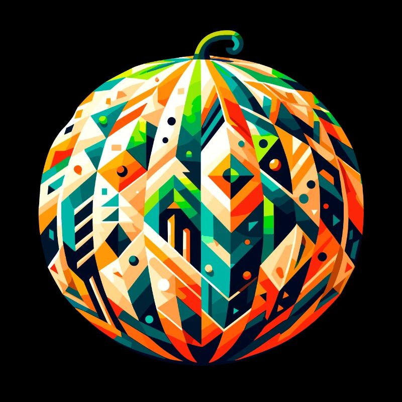 Geometrische Melone: Ästhetische Low-Poly-Kunst