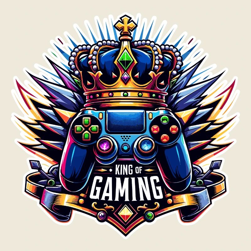 King of Gaming - Controller and Crown Illustration