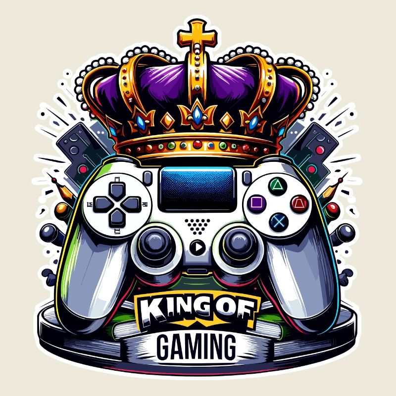King of Gaming - Controller and Crown Illustration