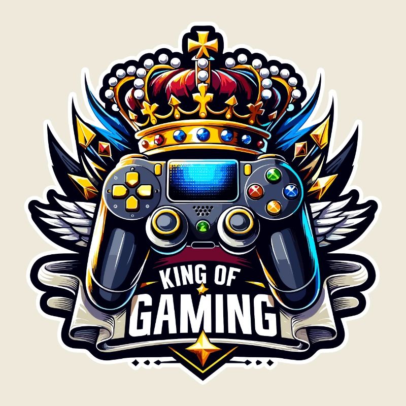 King of Gaming - Controller and Crown Illustration