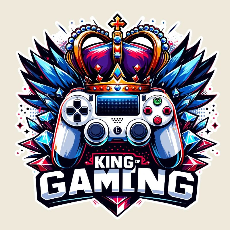 King of Gaming - Controller and Crown Illustration