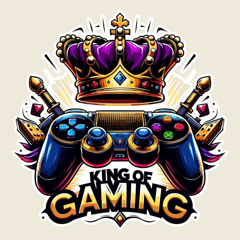 King of Gaming - Controller and Crown Illustration